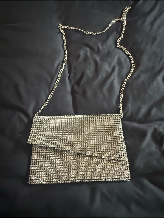 Handbags - Silver Crystal Mesh Chain Shoulder Bag